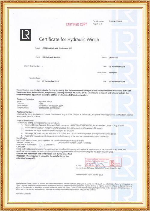 LR Certificate